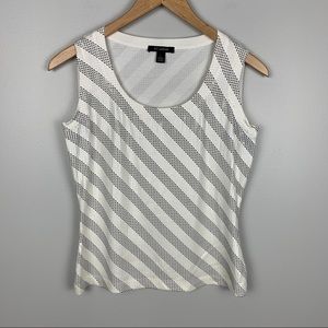 St. John Sparkle Sleeveless Top White and Black Size Small
